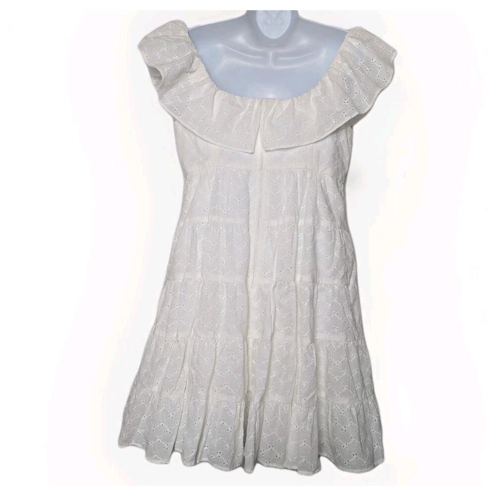 Lilly Pulitzer Emie Dress Resort White Ditsy Vine Eyelet Ruffle Sweetheart Sz 8 - Picture 5 of 11